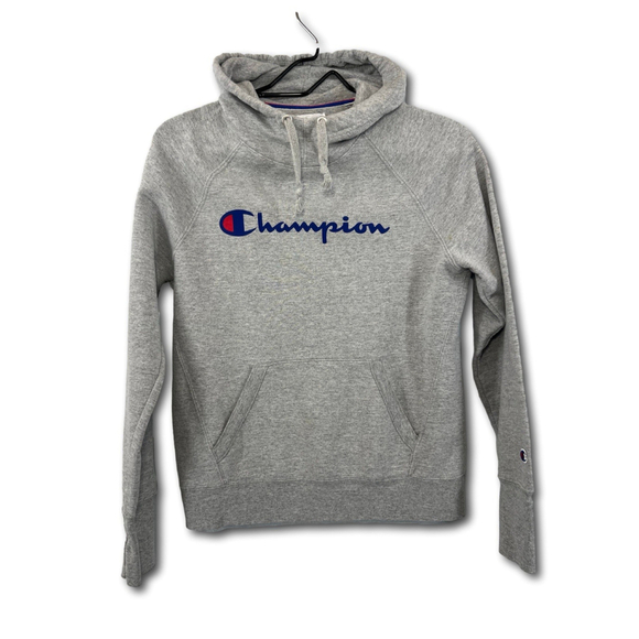 Champion Tops - Champion Women's PowerBlend Grey Fleece Hoodie with Logo in Script Size XS